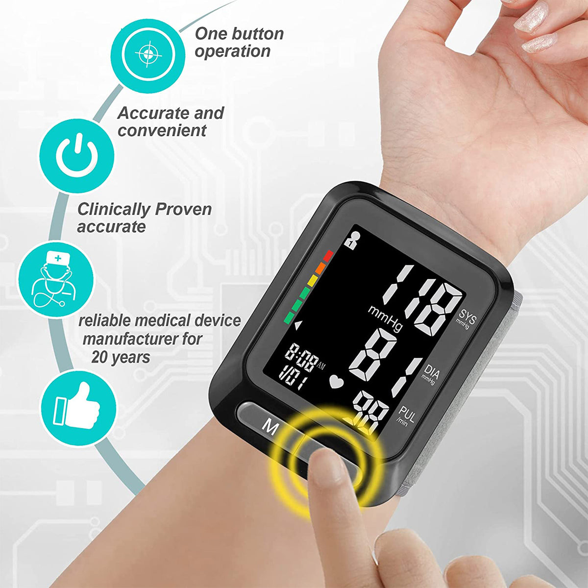 Smart Wrist Blood Pressure Monitor 